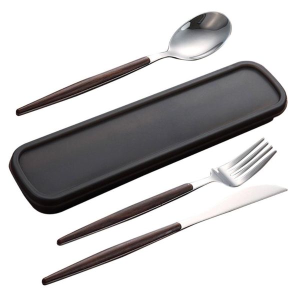 

forks 4pcs western tableware set stainless steel cutlery walnut handle flatware (fork+spoon+steak knife+box)