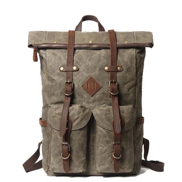 

backpack lapwaterproof canvas rucksack travel outdoor high capacity mountaineering female leather
