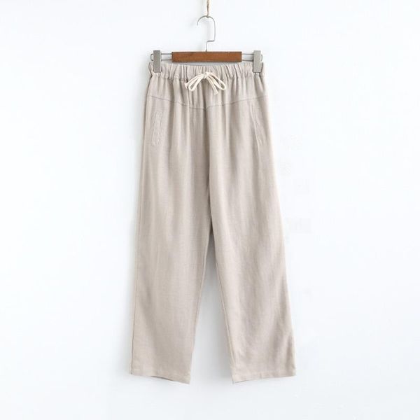 

women's pants & capris women vintage artistic spring summer female harem drawstring waist loose cotton linen casual, Black;white