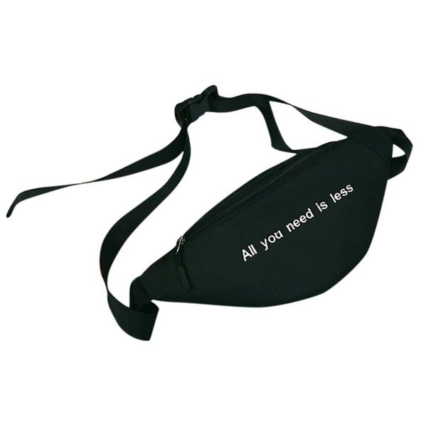 

letter waist pack fashion double zipper bags canvas shoulder solid color crossbody bag casual personality chest