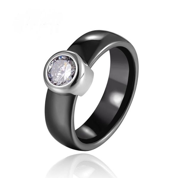 

wedding rings 6mm ceramics ring fashion exquisite cubic zirconia ceramic for women big crystal female teen jewelry, Slivery;golden