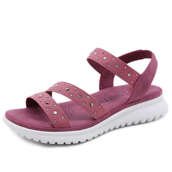 

sandals ladies outdoor beach slippers shoes woman spring/summer rhinestone soft-slip large size lithe sandale femme q192, Black