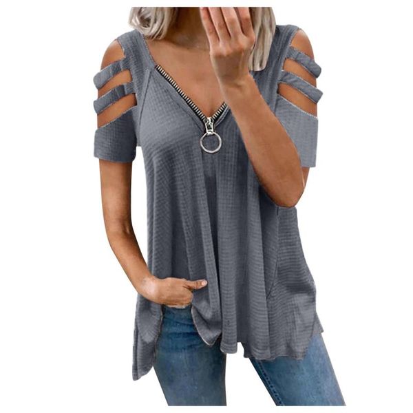 

women's blouses & shirts chic hollow out long sleeve lady elegant zip v-neck solid 2022 spring casual women blusas sweatshirt, White
