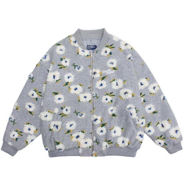 

men's jackets men jacquard woolen thick warm padded harajuku fleece parka coats oversized streetwear couple gray, Black;brown