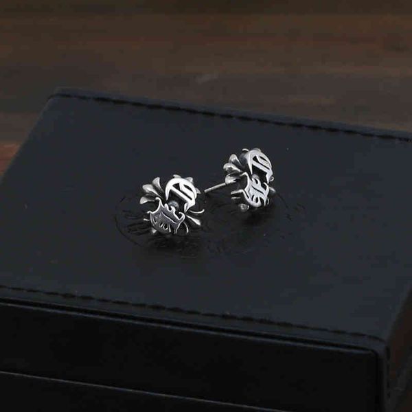 

s925 sterling sier jewelry star same korean men's and women's large ch cross earrings, Golden