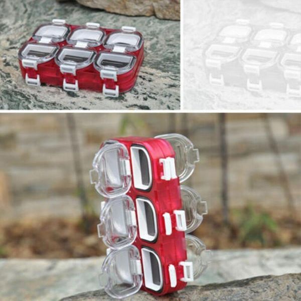 

fishing accessories 6 grid waterproof magnetic gear accessory box red fishhook storage color tools tackle x1u4