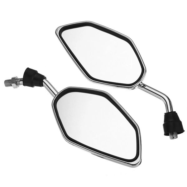 

pair 10mm universal motorcycle motorbike side rearview mirror clear aluminum new