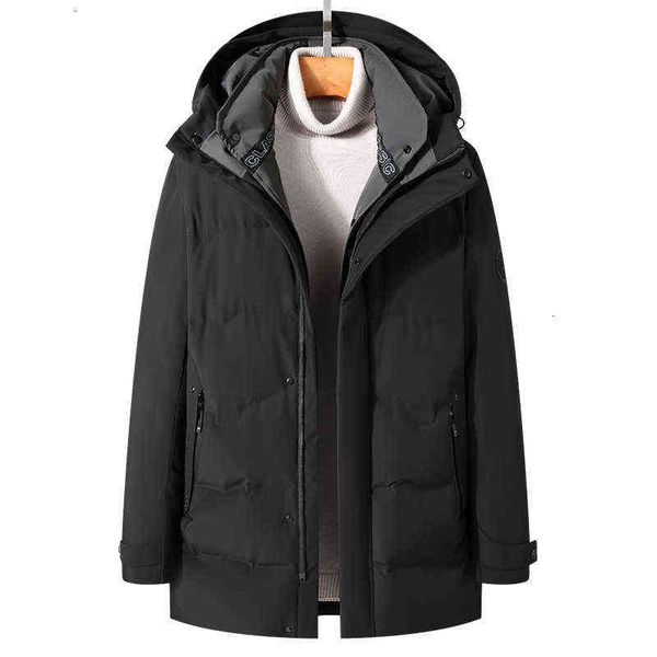 

medium and long hooded down et men's 2021 winter leisure dachable plack cold proof thickened warm, Black