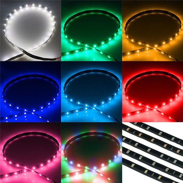 

interior&external lights 1/2pcs 30cm el wire waterproof led strip light motor glow line rope tube cable daytime running tape party car decor