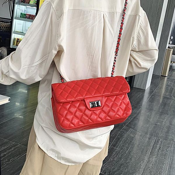 

evening bags women's lattice quilted handbags rhombus shoulder quality leather messenger bag sac ladys chain flap crossbody