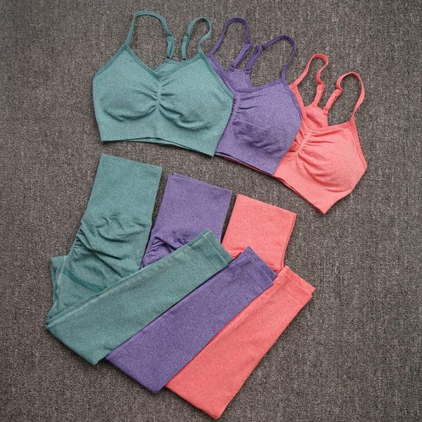 

yoga outfit seamless women set high waist leggings gym clothing sportswear sport shorts sports bra t-shirt workout
