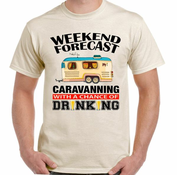 

weekend forecast caravaning drink-mens funny t-shirt camping, White;black