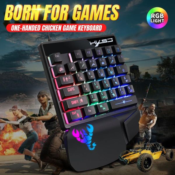 

single-handed backlit keyboard mouse set 35 keys mini usb wired mechanical feeling keyboards