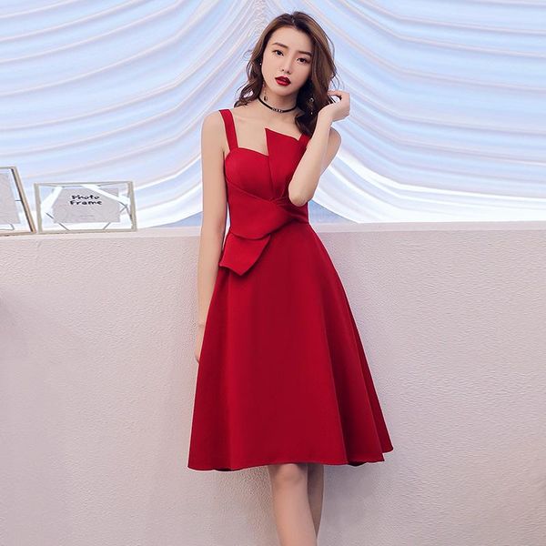 

casual dresses solid woman party dress xs-xxxl knee-length evening cheongsam spaghetti strap qipao elegant slim wedding prom gown retro vest, Black;gray