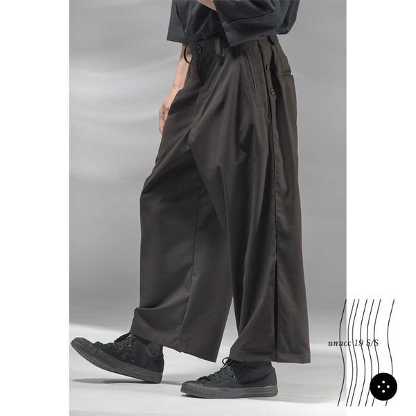 

men's pants 27-44 customized fashion original design personality three-dimensional split hidden side piece loose trousers, Black