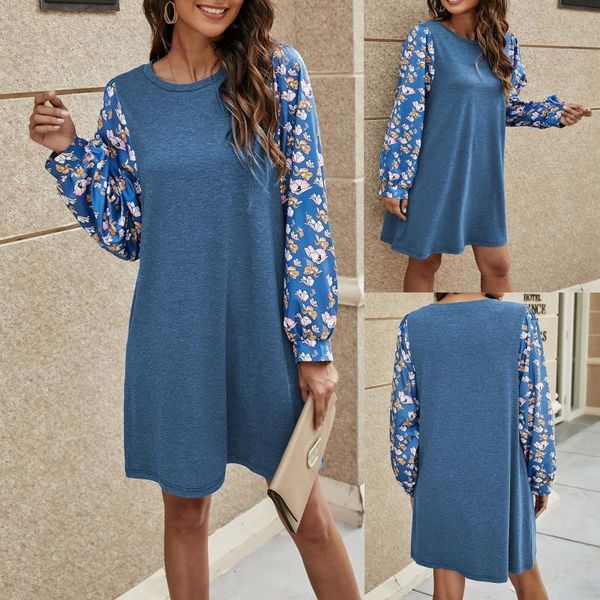 

casual dresses 2021 harajuku dress long sleeve womens lantern retro small floral vestido de mujer, Black;gray