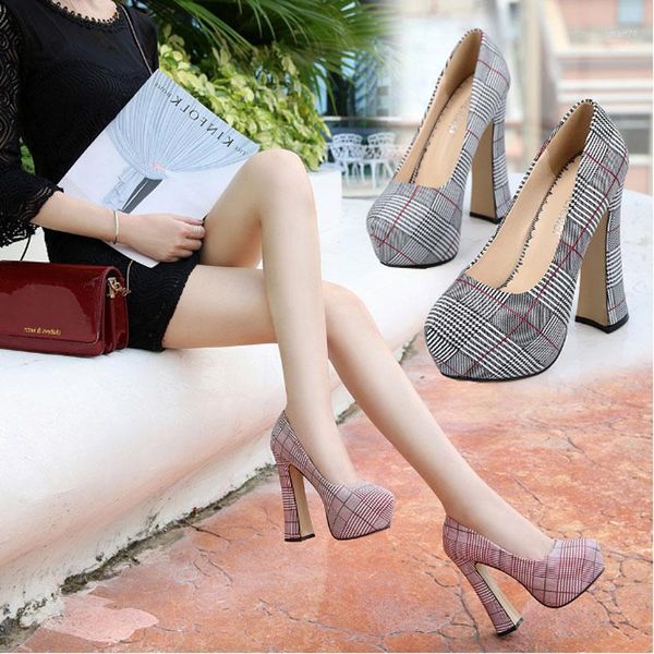 

dress shoes european and american fashion large size high heels waterproof platform lady elegant temperament style1, Black