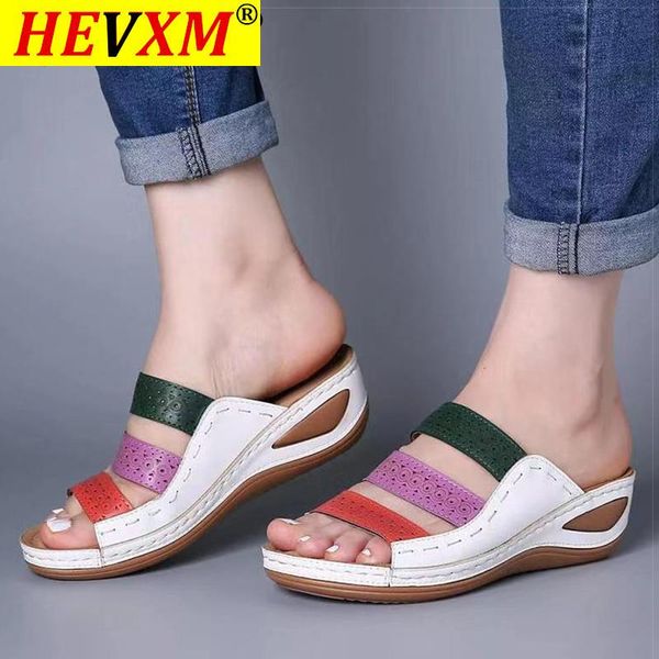 

women sandals mix color wedges shoes for summer peep toe platform female heels sandalias mujer, Black