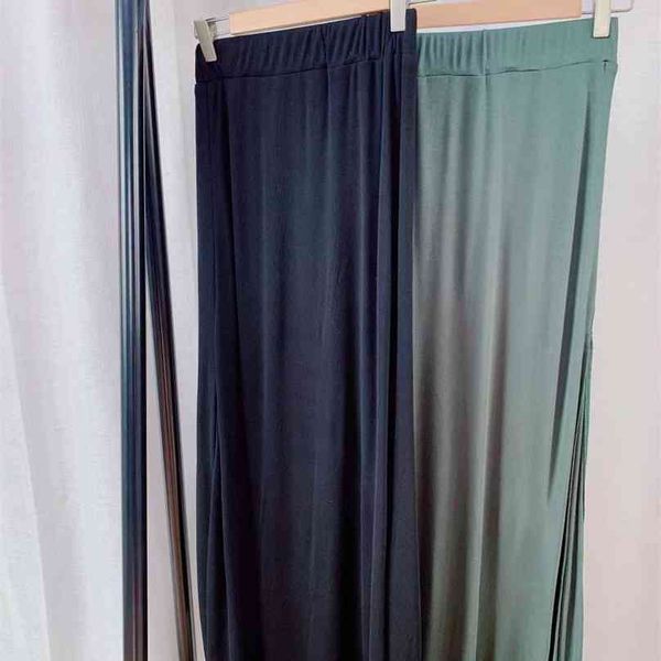 

cotton high waist split side black skirt women long solid s womens summer girls straight 210629