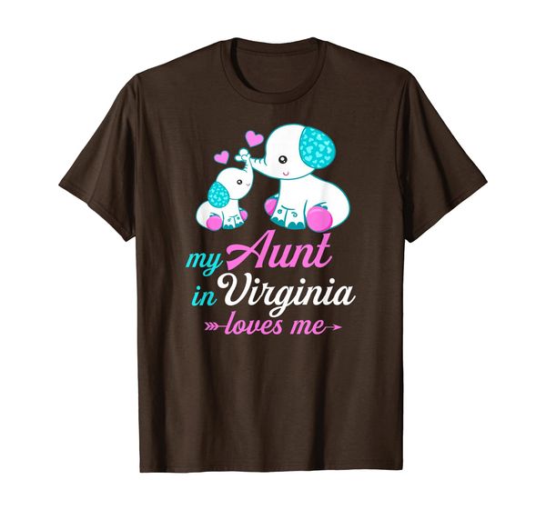 

my aunt in virginia loves me - cute elephant gift t-shirt, White;black