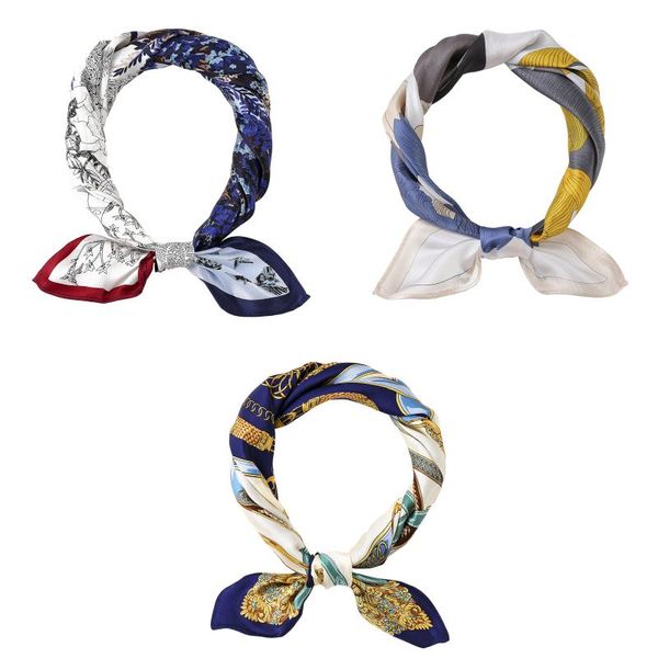 

scarves 1 pc luxury silk scarf for lady daily business accessories shawls and wraps women small hair neck hijabs foulard 53x53cm, Blue;gray
