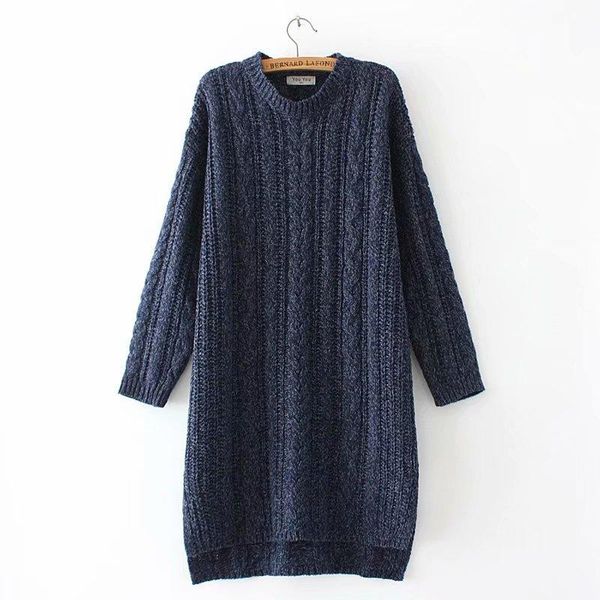 

plus size solid navy knitted women long sweaters 2021 winter casual ladies sweater female pullovers women's, White;black