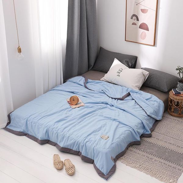 

comforters & sets bonenjoy 1 pc quilt blue color washed cotton summer comforter for air-condition room queen king size quilted duvet