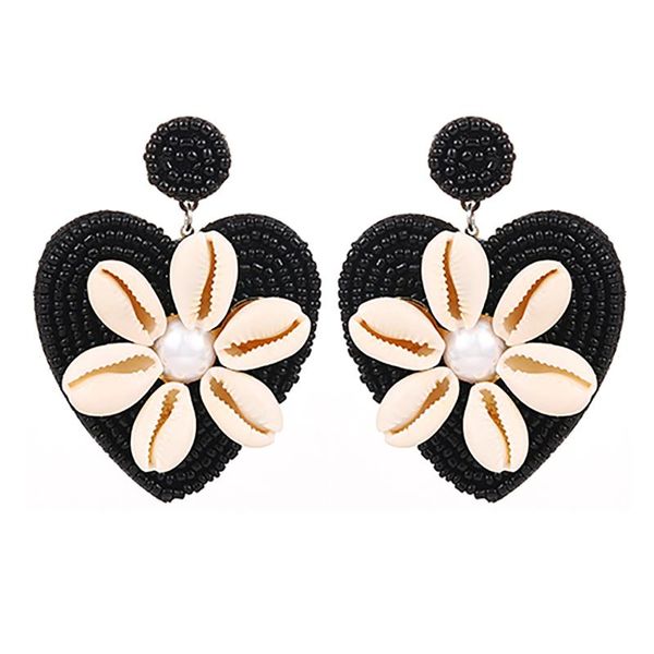

dangle & chandelier zhini korean imitation pearls shell big earrings for women ethnic gothic handmade bead heart earring fashion jewelry, Silver