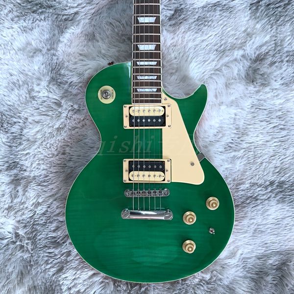 

green color electric guitar,rosewood fingerboard,mahogany wood,chrome hardware