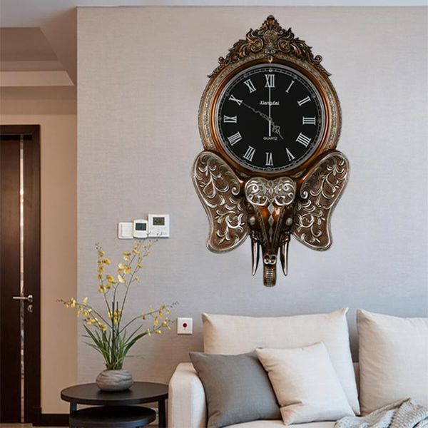 

wall clocks elephant clock living room zhaocai american silent villa decoration fashion watch art