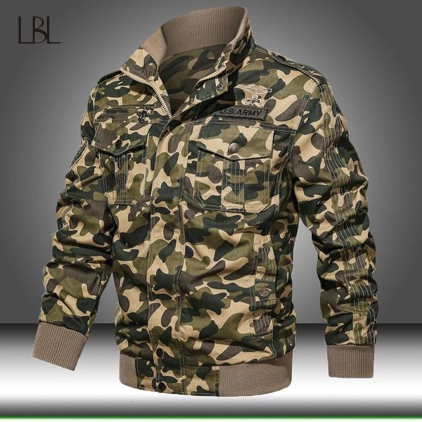 

men's jackets military jacket men winter bomber coat cotton pilot coats autumn fashion camouflage cargo slim fit male camo windbreaker, Black;brown