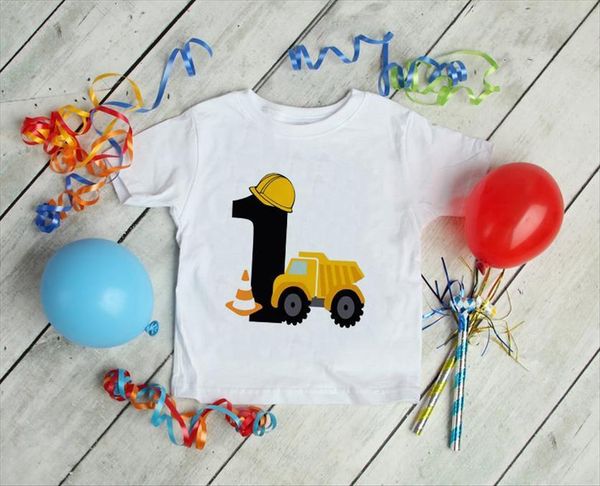 

kids boys t shirts baby short sleeve children fashion 1 2 3 4 5 years boy construction birthday shirt, Blue