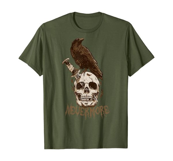 

raven crow - skull feathers dagger nevermore 2 - fan t-shirt, White;black