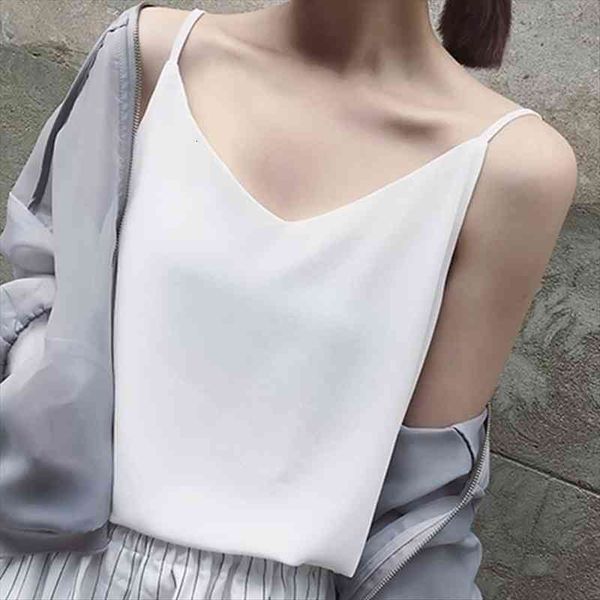 

chiffon sleeveless women tanks loose summer halter korean woman harajuku strap vest tees female, White
