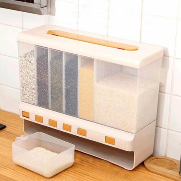

storage bottles & jars 10l grain box wall mounted multi-function dividing rice bucket sealed tank