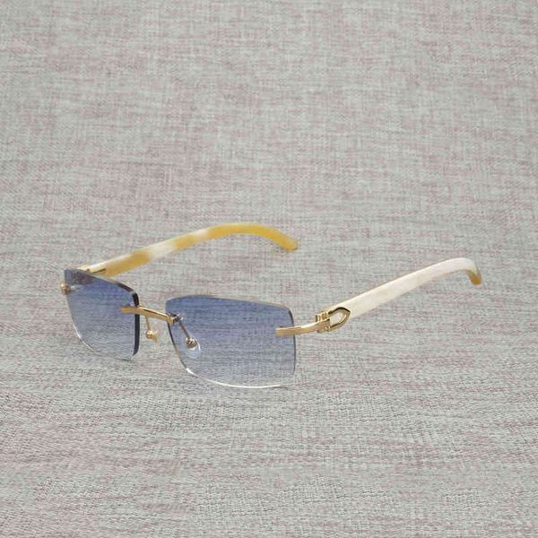 

2022 factory wholesale model vintage buffalo horn men rimless square natural wood eyeglasses for club driving shades retro gafas 012n tmll s, White;black