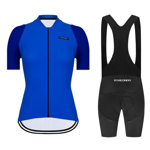 

etxeondo pro women's cycling jersey sets summer short sleeve bike clothes mtb ropa ciclismo bicycle maillot breathable quick dry racing, Black;blue