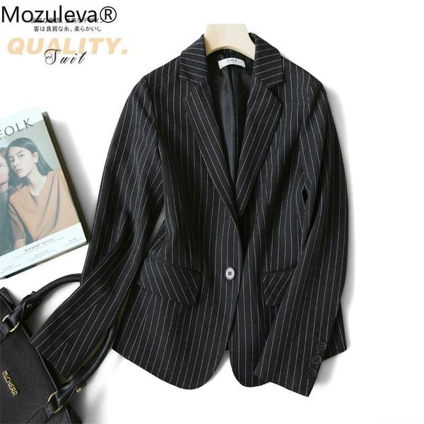 

women's suits & blazers mozuleva women striped blazer suit autumn winter japanese loose long coat single-breasted hand-stitched, White;black