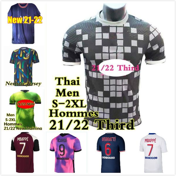 

paris 21 22 mbappe icardi soccer jerseys 2021 2022 maillot de foot kimpembe di maria kean marquinhos fourth football shirt, Black;yellow