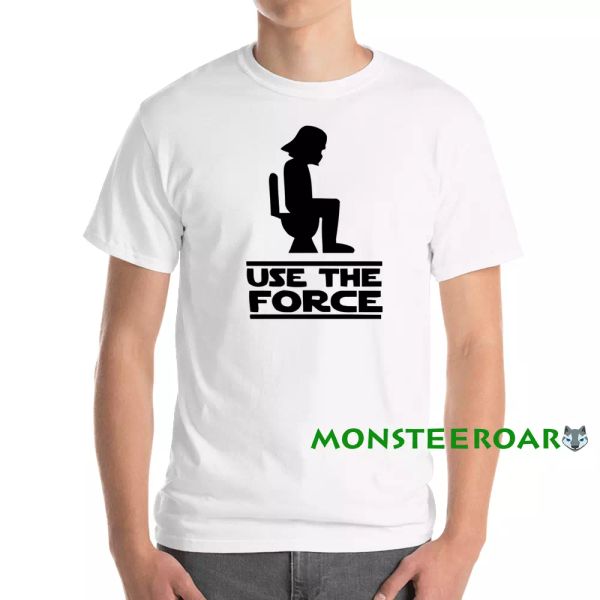 

Use The Force Bathroom Space Wars Galaxy Alien Funny White T-shirt, White;black