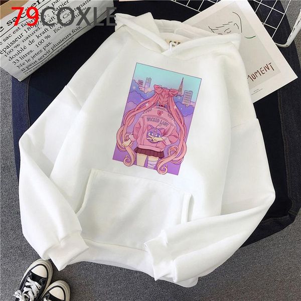 

women's hoodies & sweatshirts sailor moon femme plus size streetwear pullover hoddies printed y2k aesthetic, Black