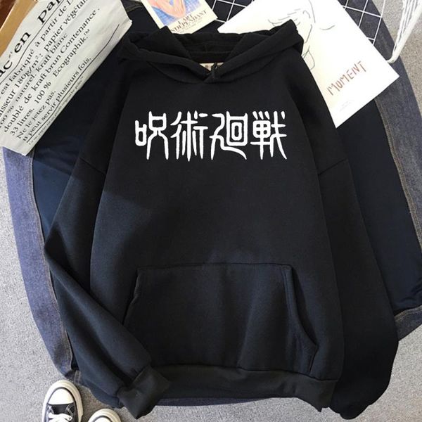 

women's hoodies & sweatshirts gojo jujutsu kaisen anime print womens hoodie winter warm harajuku hoody for women vintage hip hop female, Black