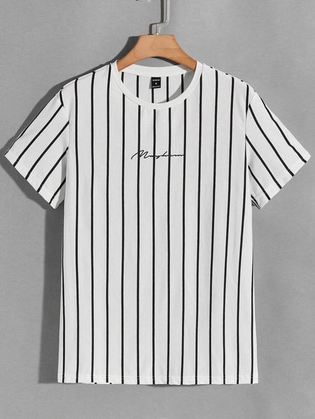 

men vertical stripe letter graphic tee o9jg#, White;black