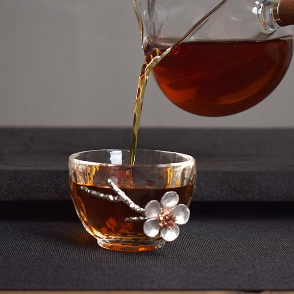 

2pcs japanese-style tea cup heat-resistant drinking plum flower mugs