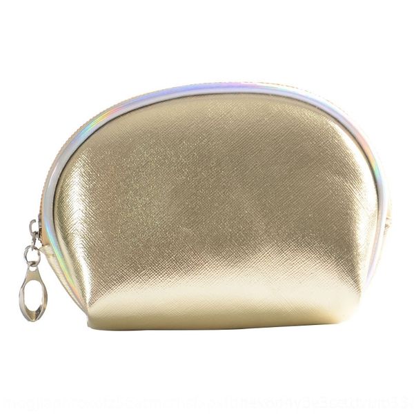 

0ryj fashion cosmetic mini hand portable storage bags waterproof storage shell laser semicircle cosmetic bag