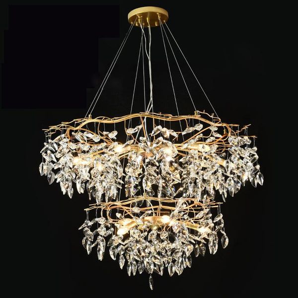 

chandeliers modern led el hall decoration ceiling chandelier lighting luxury gold crystal loft hanging lamps for living room
