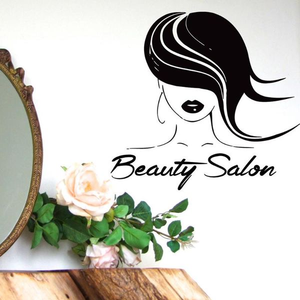 

wall stickers hairdressing decal girl model beauty salon decals sticker make up decor art mural x823