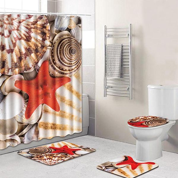 

shower curtains print elegant oil painting curtain waterproof in the bathroom with hook set soft bath mat toilet carpet rugs
