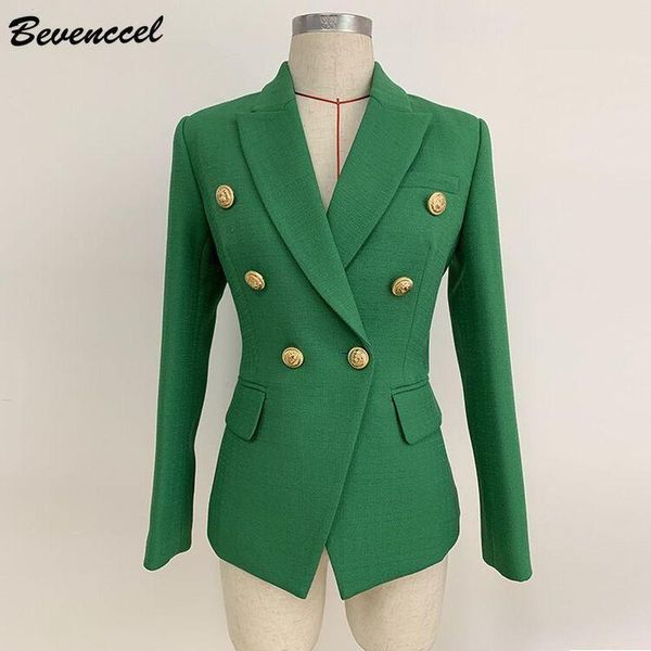 

women's suits & blazers bevenccel 2021 green winter autumn women jacket plus size double breasted casual button clothing, White;black