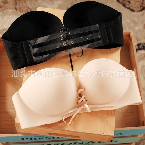 

tuf summer strapless invisible lingerie back adjustable women's underwear no mark underwear shoulder strap bra no steel ring girl bra, Red;black